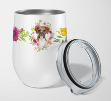 Load image into Gallery viewer, Boxer Pink Flowers Stainless Steel 12 oz Stemless Wine Glass CK4255TBL12