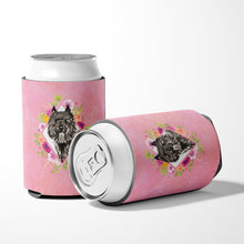 Load image into Gallery viewer, Bouvier des Flandres Pink Flowers Can or Bottle Hugger CK4256CC