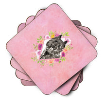 Load image into Gallery viewer, Bouvier des Flandres Pink Flowers Coasters - Set of 4 Lightweight Foam, Absorbent Drink Coasters  CK4256FC