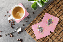 Load image into Gallery viewer, Bouvier des Flandres Pink Flowers Coasters - Set of 4 Lightweight Foam, Absorbent Drink Coasters  CK4256FC