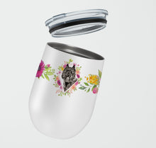 Load image into Gallery viewer, Bouvier des Flandres Pink Flowers Stainless Steel 12 oz Stemless Wine Glass CK4256TBL12