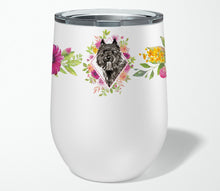 Load image into Gallery viewer, Bouvier des Flandres Pink Flowers Stainless Steel 12 oz Stemless Wine Glass CK4256TBL12