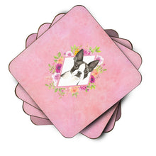 Load image into Gallery viewer, Boston Terrier Pink Flowers Coasters - Set of 4 Lightweight Foam, Absorbent Drink Coasters  CK4257FC