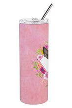 Load image into Gallery viewer, Boston Terrier Pink Flowers Double Walled Stainless Steel 20 oz Skinny Tumbler CK4257TBL20