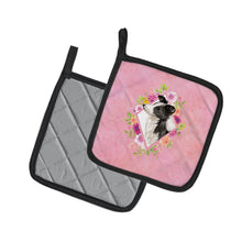 Load image into Gallery viewer, Border Collie Pink Flowers Pot Holders - Set of 2 - Heat-Resistant Kitchen Essentials CK4258PTHD