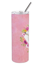 Load image into Gallery viewer, Border Collie Pink Flowers Double Walled Stainless Steel 20 oz Skinny Tumbler CK4258TBL20