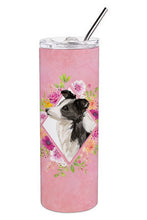 Load image into Gallery viewer, Border Collie Pink Flowers Double Walled Stainless Steel 20 oz Skinny Tumbler CK4258TBL20