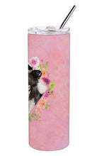 Load image into Gallery viewer, Border Collie Pink Flowers Double Walled Stainless Steel 20 oz Skinny Tumbler CK4258TBL20