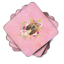 Load image into Gallery viewer, Bloodhound Pink Flowers Coasters - Set of 4 Lightweight Foam, Absorbent Drink Coasters  CK4259FC