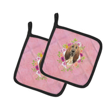 Load image into Gallery viewer, Bloodhound Pink Flowers Pot Holders - Set of 2 - Heat-Resistant Kitchen Essentials CK4259PTHD