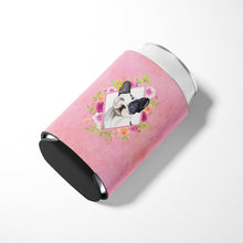 Load image into Gallery viewer, Black and White Frenchie Pink Flowers Can or Bottle Hugger CK4260CC
