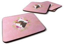 Load image into Gallery viewer, Black and Tan Dachshund Pink Flowers Coasters - Set of 4 Lightweight Foam, Absorbent Drink Coasters  CK4262FC