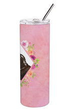 Load image into Gallery viewer, Black and Tan Dachshund Pink Flowers Double Walled Stainless Steel 20 oz Skinny Tumbler CK4262TBL20