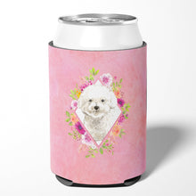 Load image into Gallery viewer, Bichon Frise Pink Flowers Can or Bottle Hugger CK4263CC
