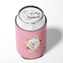 Load image into Gallery viewer, Bichon Frise Pink Flowers Can or Bottle Hugger CK4263CC
