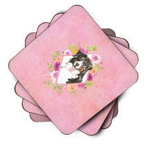 Load image into Gallery viewer, Bernese Mountain Dog Pink Flowers Coasters - Set of 4 Lightweight Foam, Absorbent Drink Coasters  CK4264FC