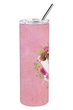 Load image into Gallery viewer, Beagle Pink Flowers Double Walled Stainless Steel 20 oz Skinny Tumbler CK4265TBL20