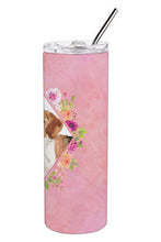 Load image into Gallery viewer, Beagle Pink Flowers Double Walled Stainless Steel 20 oz Skinny Tumbler CK4265TBL20