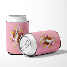 Load image into Gallery viewer, Basset Hound Pink Flowers Can or Bottle Hugger CK4266CC