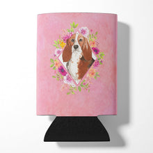 Load image into Gallery viewer, Basset Hound Pink Flowers Can or Bottle Hugger CK4266CC