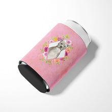 Load image into Gallery viewer, Blue Pit Bull Terrier Pink Flowers Can or Bottle Hugger CK4269CC