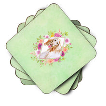 Load image into Gallery viewer, Afghan Hound Green Flowers Coasters - Set of 4 Lightweight Foam, Absorbent Drink Coasters  CK4270FC