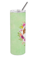 Load image into Gallery viewer, Afghan Hound Green Flowers Double Walled Stainless Steel 20 oz Skinny Tumbler CK4270TBL20