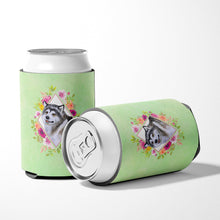 Load image into Gallery viewer, Alaskan Malamute Green Flowers Can or Bottle Hugger CK4272CC