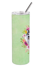 Load image into Gallery viewer, Alaskan Malamute Green Flowers Double Walled Stainless Steel 20 oz Skinny Tumbler CK4272TBL20