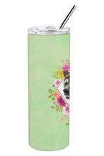 Load image into Gallery viewer, Akita Green Flowers Double Walled Stainless Steel 20 oz Skinny Tumbler CK4273TBL20