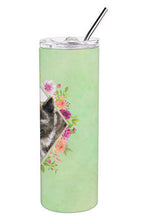 Load image into Gallery viewer, Akita Green Flowers Double Walled Stainless Steel 20 oz Skinny Tumbler CK4273TBL20