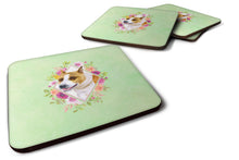 Load image into Gallery viewer, Bull Terrier Green Flowers Coasters - Set of 4 Lightweight Foam, Absorbent Drink Coasters  CK4274FC