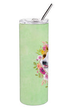 Load image into Gallery viewer, Bull Terrier Green Flowers Double Walled Stainless Steel 20 oz Skinny Tumbler CK4274TBL20