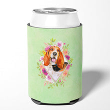 Load image into Gallery viewer, Basset Hound Green Flowers Can or Bottle Hugger CK4276CC