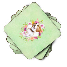 Load image into Gallery viewer, Beagle Green Flowers Coasters - Set of 4 Lightweight Foam, Absorbent Drink Coasters  CK4277FC