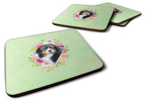Load image into Gallery viewer, Bernese Mountain Dog Green Flowers Coasters - Set of 4 Lightweight Foam, Absorbent Drink Coasters  CK4278FC