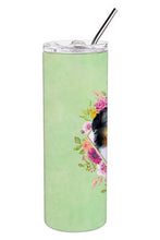 Load image into Gallery viewer, Bernese Mountain Dog Green Flowers Double Walled Stainless Steel 20 oz Skinny Tumbler CK4278TBL20
