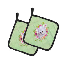 Load image into Gallery viewer, Bichon Fris? #2 Green Flowers Pot Holders - Set of 2 - Heat-Resistant Kitchen Essentials CK4280PTHD