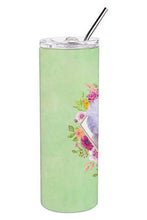 Load image into Gallery viewer, Bichon Frisé #2 Green Flowers Double Walled Stainless Steel 20 oz Skinny Tumbler CK4280TBL20
