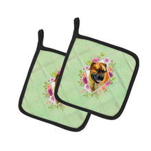 Load image into Gallery viewer, Borboel Mastiff Green Flowers Pot Holders - Set of 2 - Heat-Resistant Kitchen Essentials CK4281PTHD