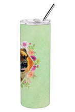 Load image into Gallery viewer, Borboel Mastiff Green Flowers Double Walled Stainless Steel 20 oz Skinny Tumbler CK4281TBL20