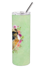 Load image into Gallery viewer, Brussels Griffon Green Flowers Double Walled Stainless Steel 20 oz Skinny Tumbler CK4283TBL20