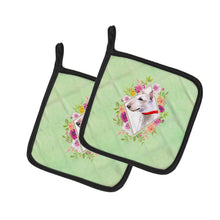 Load image into Gallery viewer, Bull Terrier Green Flowers Pot Holders - Set of 2 - Heat-Resistant Kitchen Essentials CK4284PTHD