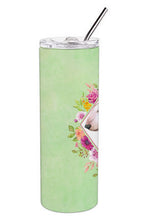 Load image into Gallery viewer, Bull Terrier Green Flowers Double Walled Stainless Steel 20 oz Skinny Tumbler CK4284TBL20