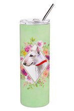 Load image into Gallery viewer, Bull Terrier Green Flowers Double Walled Stainless Steel 20 oz Skinny Tumbler CK4284TBL20