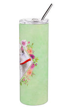 Load image into Gallery viewer, Bull Terrier Green Flowers Double Walled Stainless Steel 20 oz Skinny Tumbler CK4284TBL20