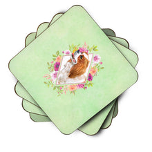 Load image into Gallery viewer, Cavalier King Charles Spaniel Green Flowers Coasters - Set of 4 Lightweight Foam, Absorbent Drink Coasters  CK4286FC