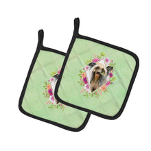 Load image into Gallery viewer, Chinese Crested Green Flowers Pot Holders - Set of 2 - Heat-Resistant Kitchen Essentials CK4290PTHD