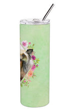 Load image into Gallery viewer, Chinese Crested Green Flowers Double Walled Stainless Steel 20 oz Skinny Tumbler CK4290TBL20