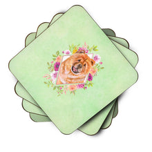 Load image into Gallery viewer, Chow Chow #1 Green Flowers Coasters - Set of 4 Lightweight Foam, Absorbent Drink Coasters  CK4291FC